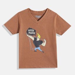 Eteenz Kids Boys Johnny Bravo Printed V-Neck T-Shirt-image-41