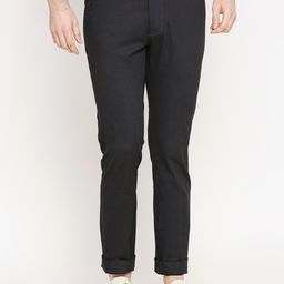 Basics Men Black Tapered Fit Solid Regular Trousers-image-112