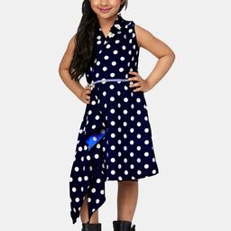 Peppermint Girls Navy Blue & White Polka Dot Print Wrap Dress-image-34