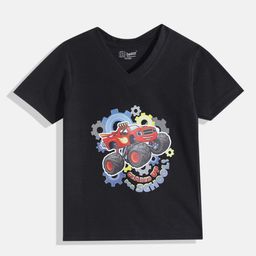 Eteenz Kids Boys Blaze Printed V-Neck T-Shirt-image-60