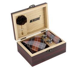 MENSOME Men Brown & White Checked Accessory Gift Set-picture-8