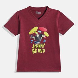 Eteenz Kids Boys Johnny Bravo Printed V-Neck T-Shirt-image-9