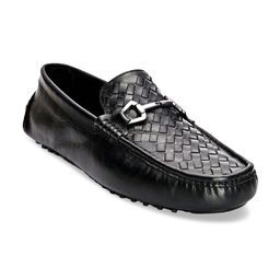San Frissco Men Black Textured Leather Driving Shoes-image-21