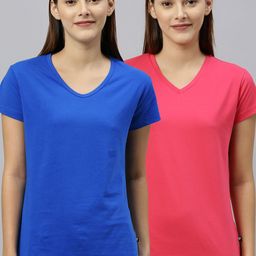 PROTEENS Women Pack Of 2 Solid V-Neck T-shirts-image-11