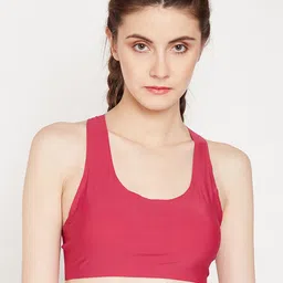 Lebami Maroon Solid Non-Wired Lightly Padded Sports Bra-image-98