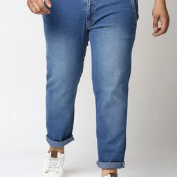 Freeform by High Star Men Blue Plus Size Solid Mid Rise Clean Look Regular Fit Jeans-image-29