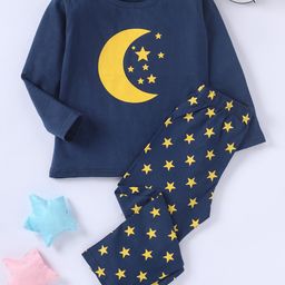 FUNKRAFTS Kids Navy Blue & Yellow Printed Night suit-69