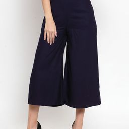 Clora Creation Women Navy Blue Regular Fit Solid Culottes-image-64