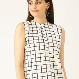 her by invictus Women White & Black Checked Top-picture-50