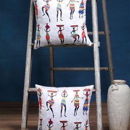 Alina decor Multicoloured Set of 2 Quirky Square Cushion Covers-39