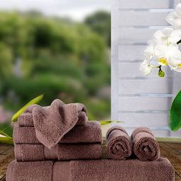 BIANCA Set Of 7 Brown Solid 500 GSM Zero-Twist Towels-image-28