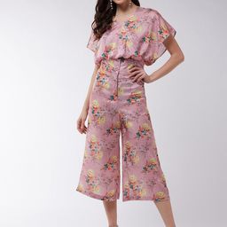 Zima Leto Women Pink & Green Printed Top with Palazzos-image-60