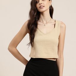 HERE&NOW Textured Sweetheart Neck Crop Top-image-63