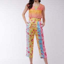 Zima Leto Women Multicoloured Printed Top with Capris-picture-13