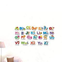 rawpockets Green & Orange English Alphabets Printed Waterproof PVC Vinyl Wall Sticker-34