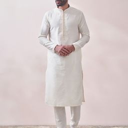 Manyavar Men Floral Yoke Design Kurta with Churidar-image-91
