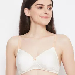 Clovia White & Peach-Coloured Printed Underwired Lightly Padded T-shirt Bra BR1067V2436E-picture-41