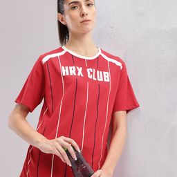 HRX by Hrithik Roshan Women Brand Logo Printed Striped T-shirt-image-97
