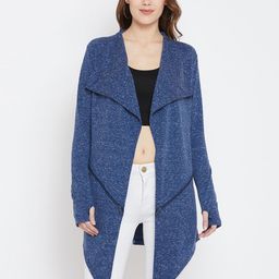 Hypernation Blue Solid Open Front Shrug-17