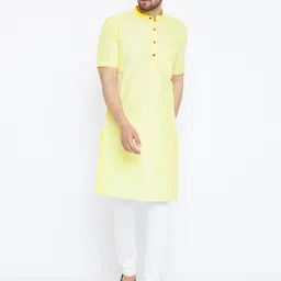 even Men Yellow Solid Straight Kurta-picture-13