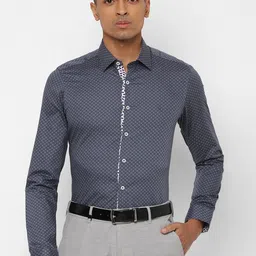 SIMON CARTER LONDON Men Grey & White Slim Fit Printed Formal Shirt-image-7
