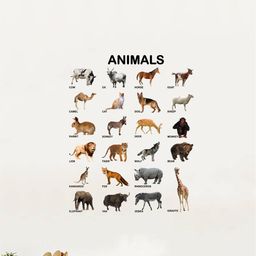 rawpockets Multicolour PVC Printed Animals Name Wall Sticker 75x60-image-95