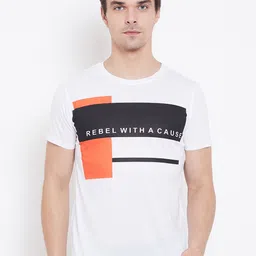 Wear Your Mind Men White & Black Printed Round Neck T-shirt-image-59