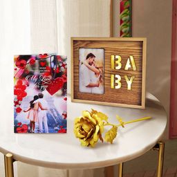 Archies Pack of 3 LED decor, 24 K Golden Rose & Greeting card Combo-picture-43
