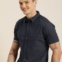 HERE&NOW Men Slim Fit Polka Dots Opaque Printed Casual Shirt-image-25