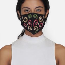 Anekaant Women Black Embroidered Reusable 3-Ply Protective Outdoor Mask-21