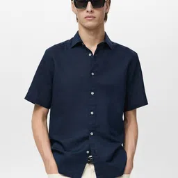 MANGO MAN Spread Collar Relaxed Fit Short Sleeve Casual Shirt-image-86