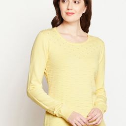 Marie Claire Women Yellow Solid Pullover-image-51