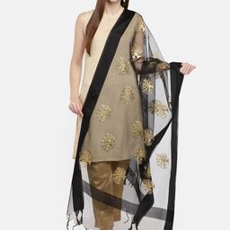 Dupatta Bazaar Black & Gold-Coloured Embroidered Dupatta-picture-22