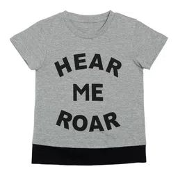 DOOR74 Unisex Kids Grey Printed Round Neck T-shirt-44