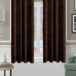 Aura Brown Set of 2 Floral Window Curtain-image-43