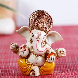 CraftVatika Yellow & Beige Ganesha Idol Showpiece-29
