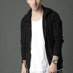 Roadster Men Black Solid Hooded Sweatshirt-image-74