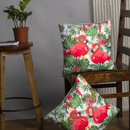 Alina decor Set Of 2 White & Pink Flamingo Square Cushion Covers-picture-39
