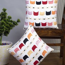 Alina decor White & Maroon Set of 2 Quirky Square Cushion Covers-picture-44