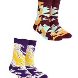 Dynamocks Unisex Pack of 2 Patterned Calf-Length Socks-57