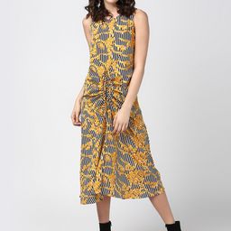 StyleStone Women Yellow Striped Fit and Flare Dress-image-90