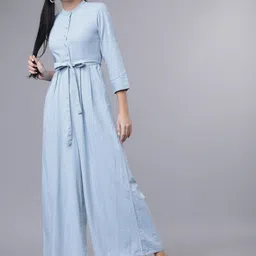 Tokyo Talkies Women Blue Solid Denim Basic Jumpsuit-picture-39