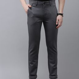 V Dot Men Textured Slim Fit Trousers-image-98