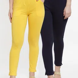 TAG 7 Women Pack Of 2 Solid Ankle-Length Straight-Fit Leggings-image-91