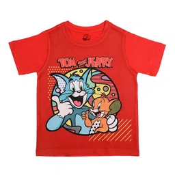 Tom & Jerry Boys Red Printed Round Neck T-shirt-image-71