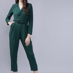 CHIC BY TOKYO TALKIES Women Green Solid Capri Jumpsuit-picture-24