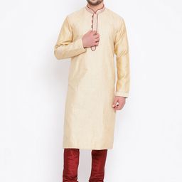Sanwara Men Gold-Toned Woven Design Straight Kurta-image-71