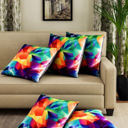 ROMEE Set of 5 3D Printed Abstract Square Cushion Covers-6