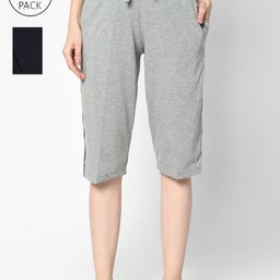 VIMAL JONNEY Women Grey & Navy Blue 2 Lounge Shorts-42