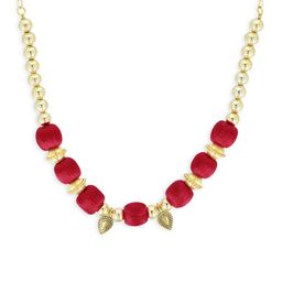 AKSHARA Girls Gold-Plated & Red Statement Handcrafted Necklace-97